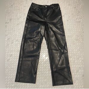 Wilfred Aritzia Black faux leather wide leg Pants size 2